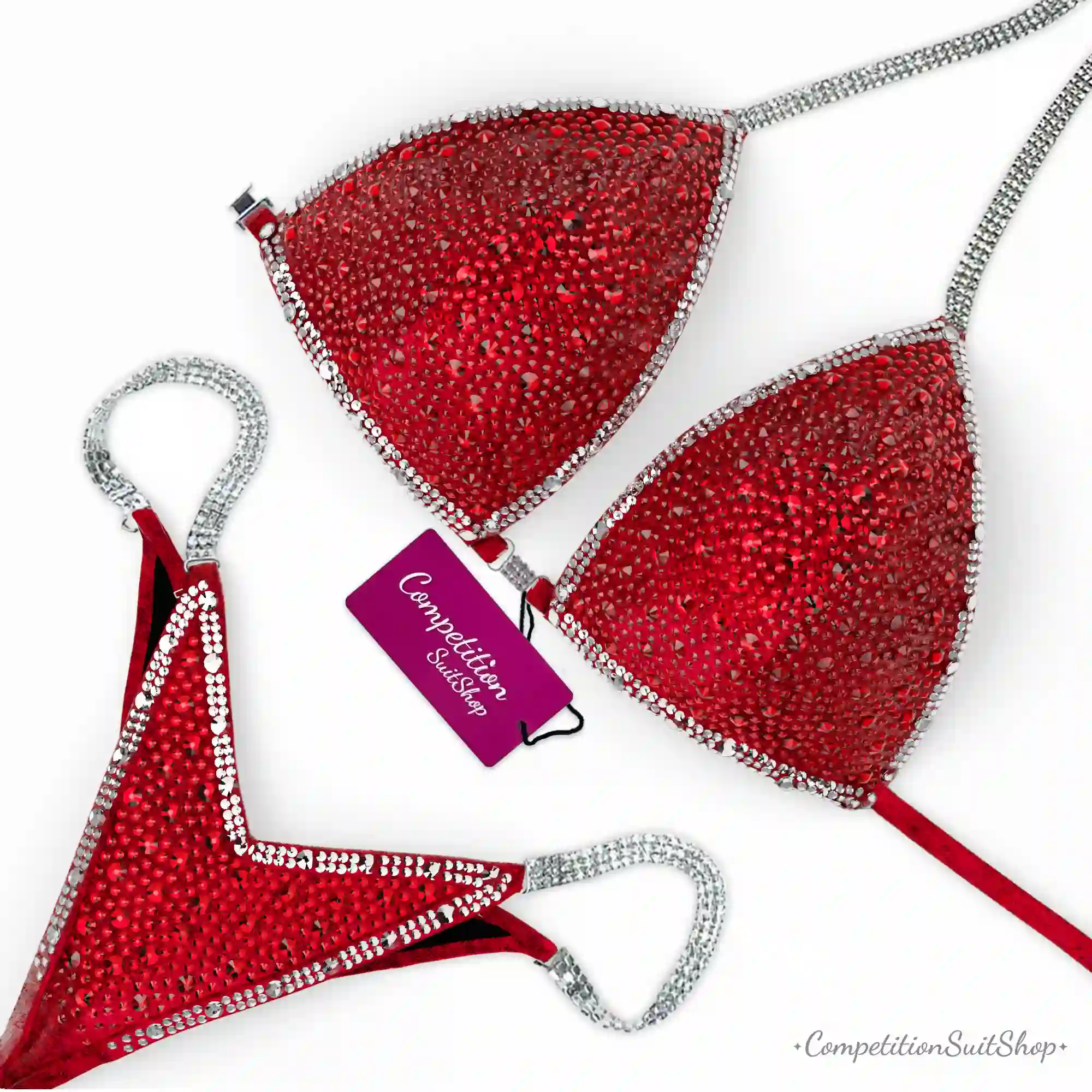 Red Silver Competition Bikini BM216-3